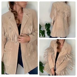 Together L Leather Tan Fringe Jacket